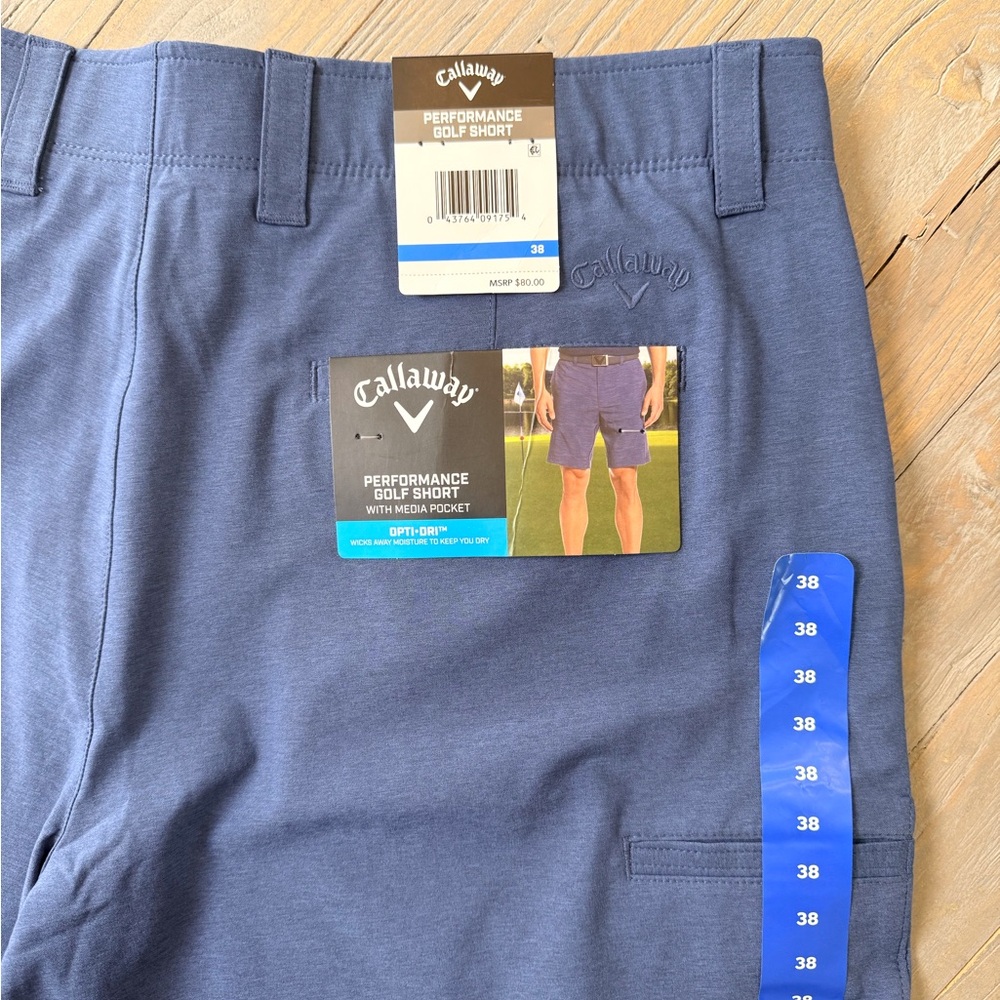 Callaway Performance Men's Golf Shorts Opti-Dry W/Media Pocket Size-38 NWT - Picture 6 of 8